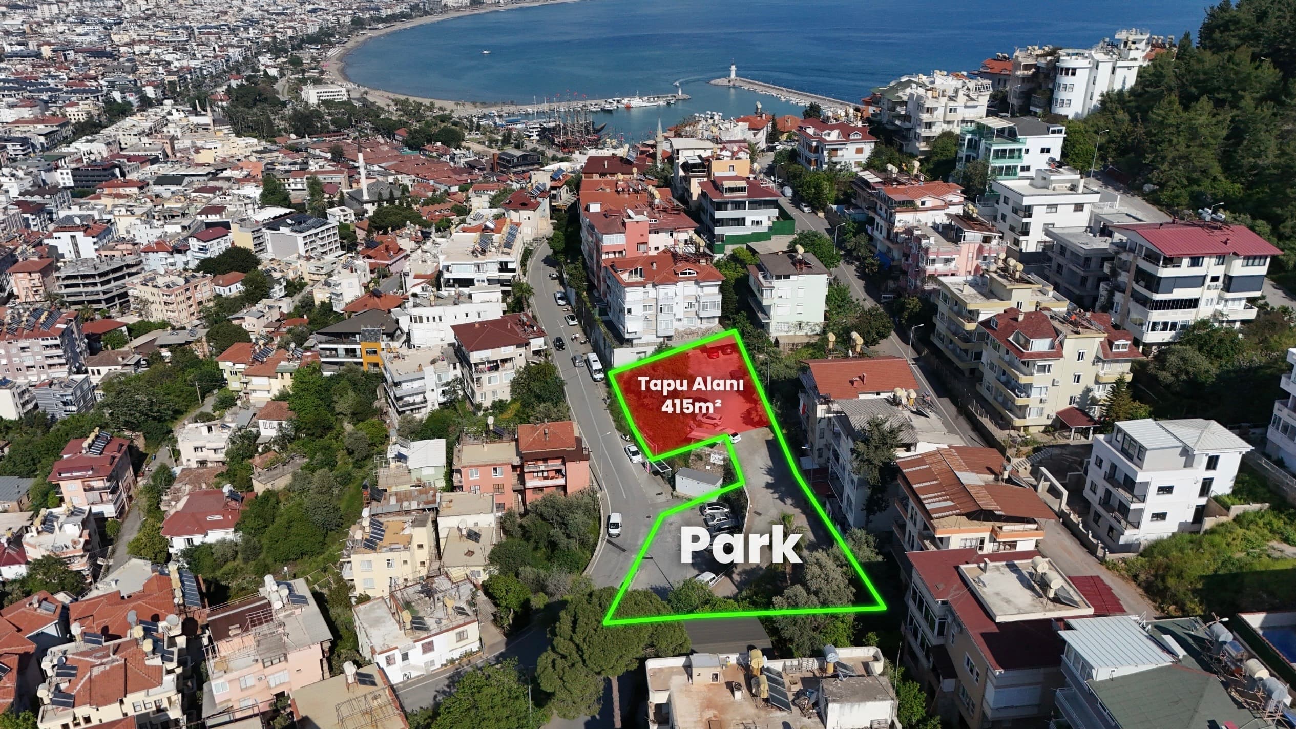 1,264 m² investment plot for sale in the Castle area, Alanya